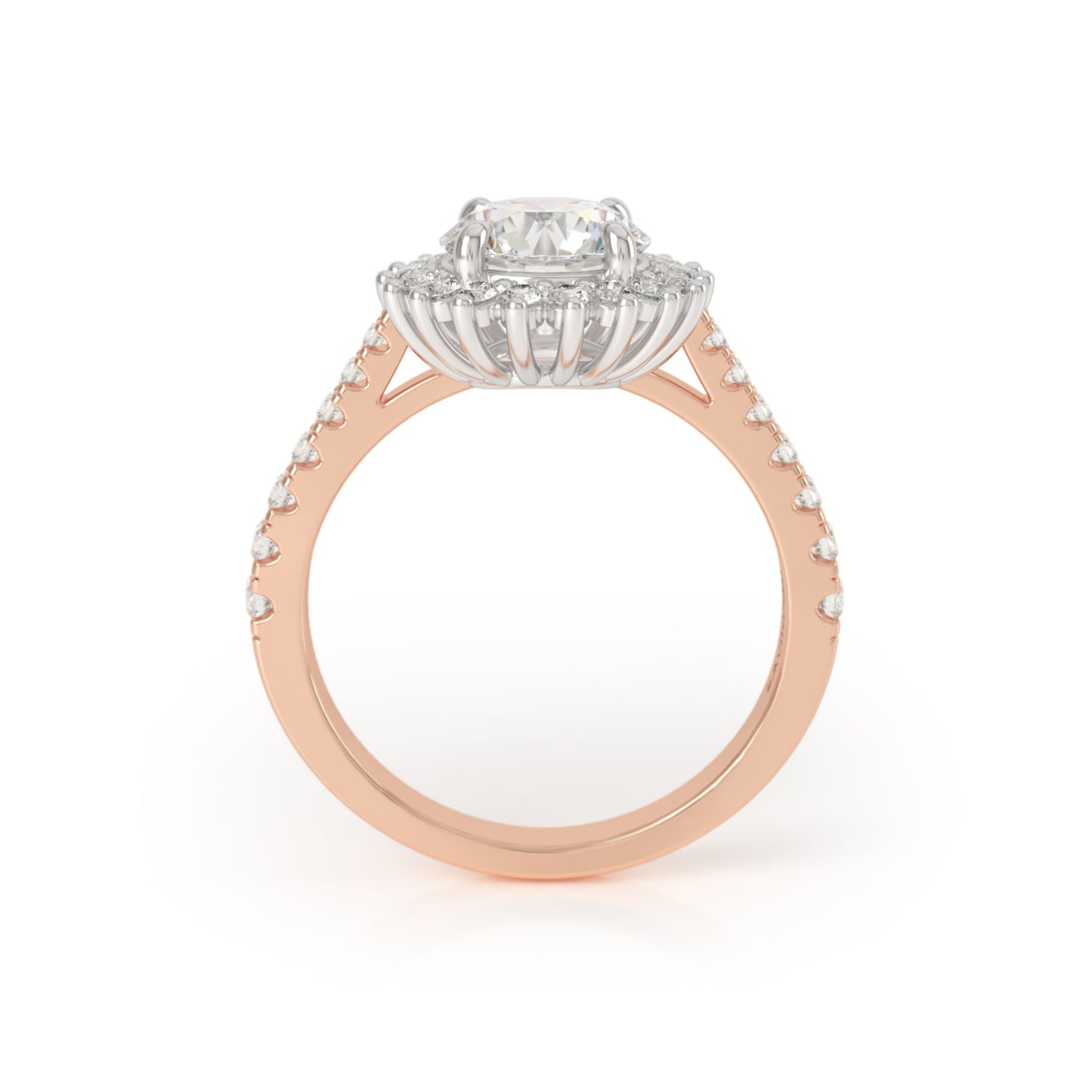 Asteri Diamond Halo Ring in Rose Gold and Platinum