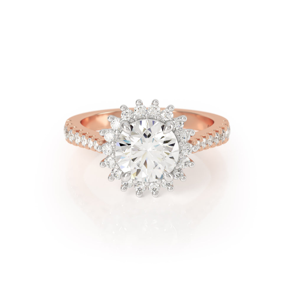 
                  
                    Asteri 1.5ct Diamond Halo Engagement Ring  Rose Gold and Platinum - Avila Vara
                  
                