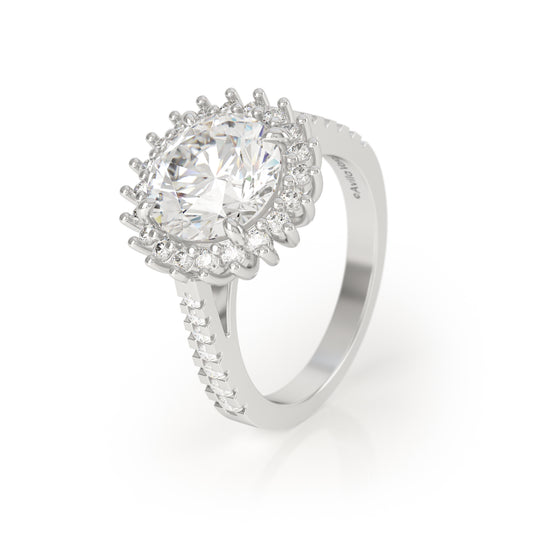 Asteri Luxe Ring 3.5ct Diamond Halo Ring in Platinum