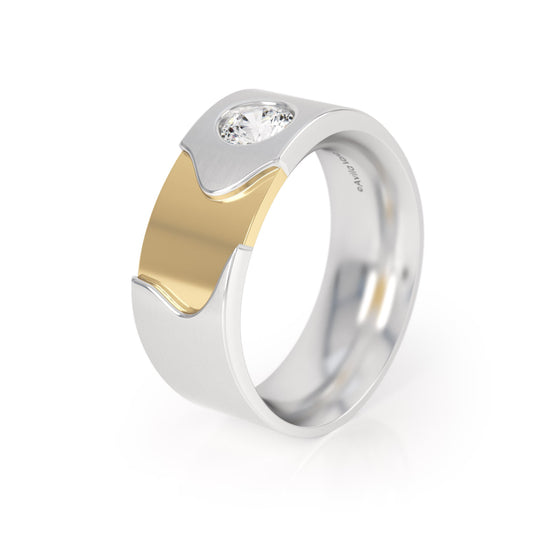 Avila Vara Dualiti Curved Ring in Platinum