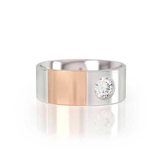 Dualiti Diamond Ring in Satin Finish Platinum with Window Inset in 18k Rose Gold 