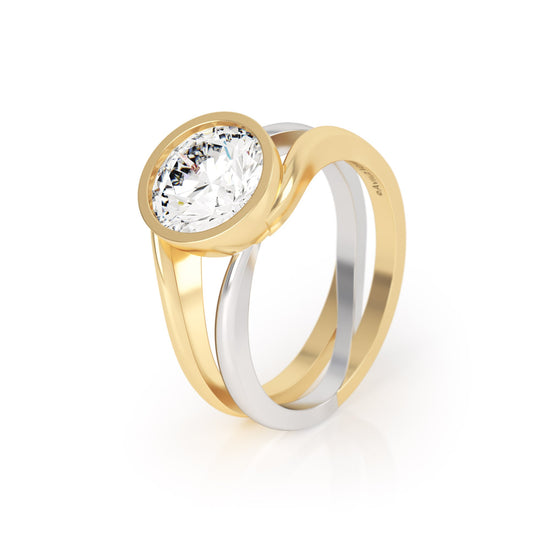 Avila Vara Twyn Dual Band Diamond Ring in Yellow Gold