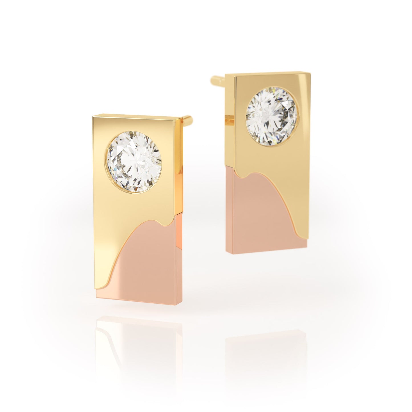 Avila Vara Dualiti Dual Tone Earrings in Yellow Gold