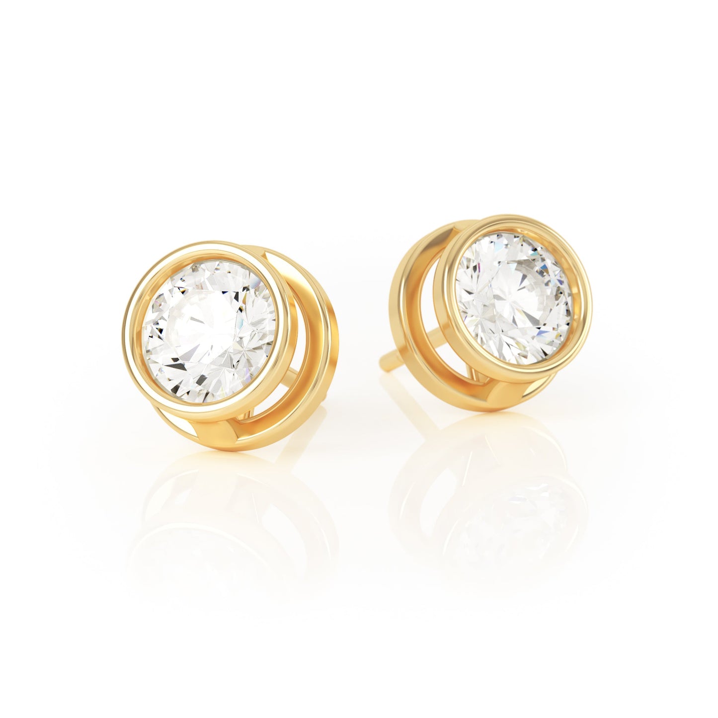 Avila Vara Synergi Diamond Studs in Yellow Gold