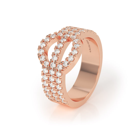 Avila Vara Synergi Triple Band Diamond Ring in Rose gold