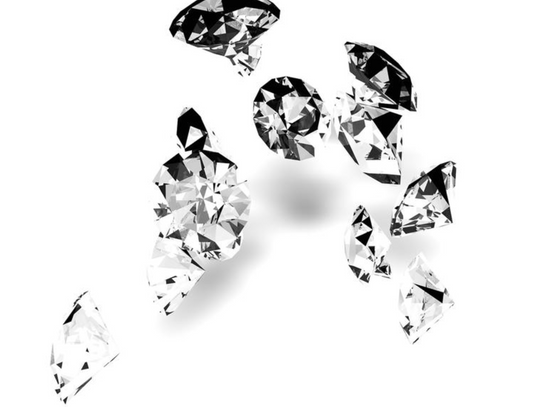 Diamonds of the highest quality photographed in black and white