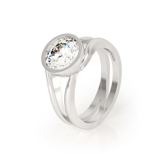 Avila Vara Twyn Dual Band Diamond Ring in White Gold