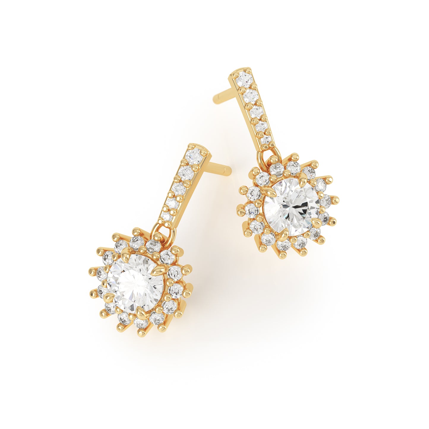 Asteri - Halo Diamond Earrings in 18k Yellow Gold