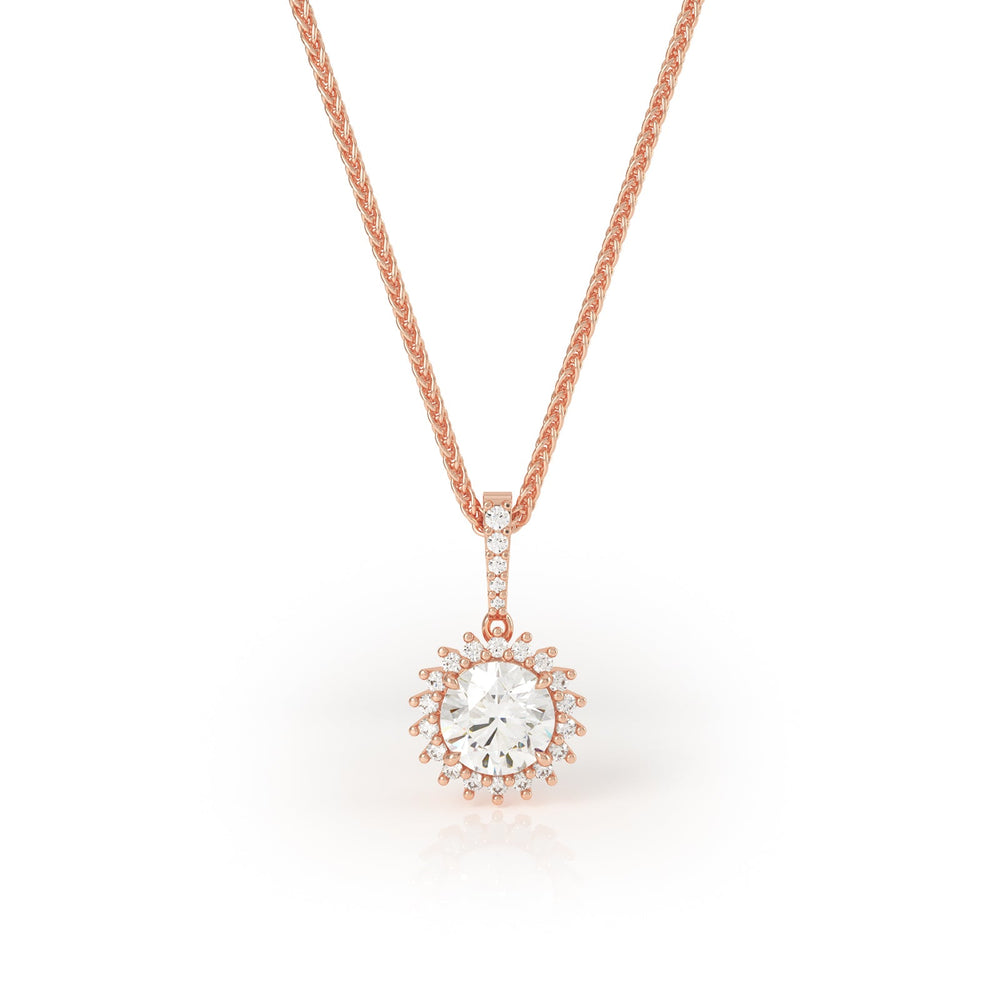 
                  
                    ASTERI 2ct lab grown Diamond Halo Pendant in 18k Rose Gold
                  
                