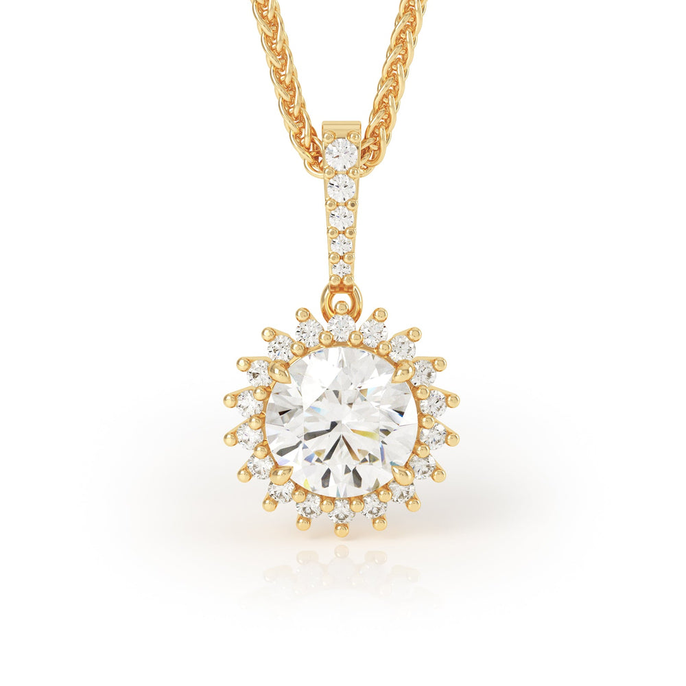 
                  
                    ASTERI Diamond Halo Pendant in 18k Yellow Gold
                  
                