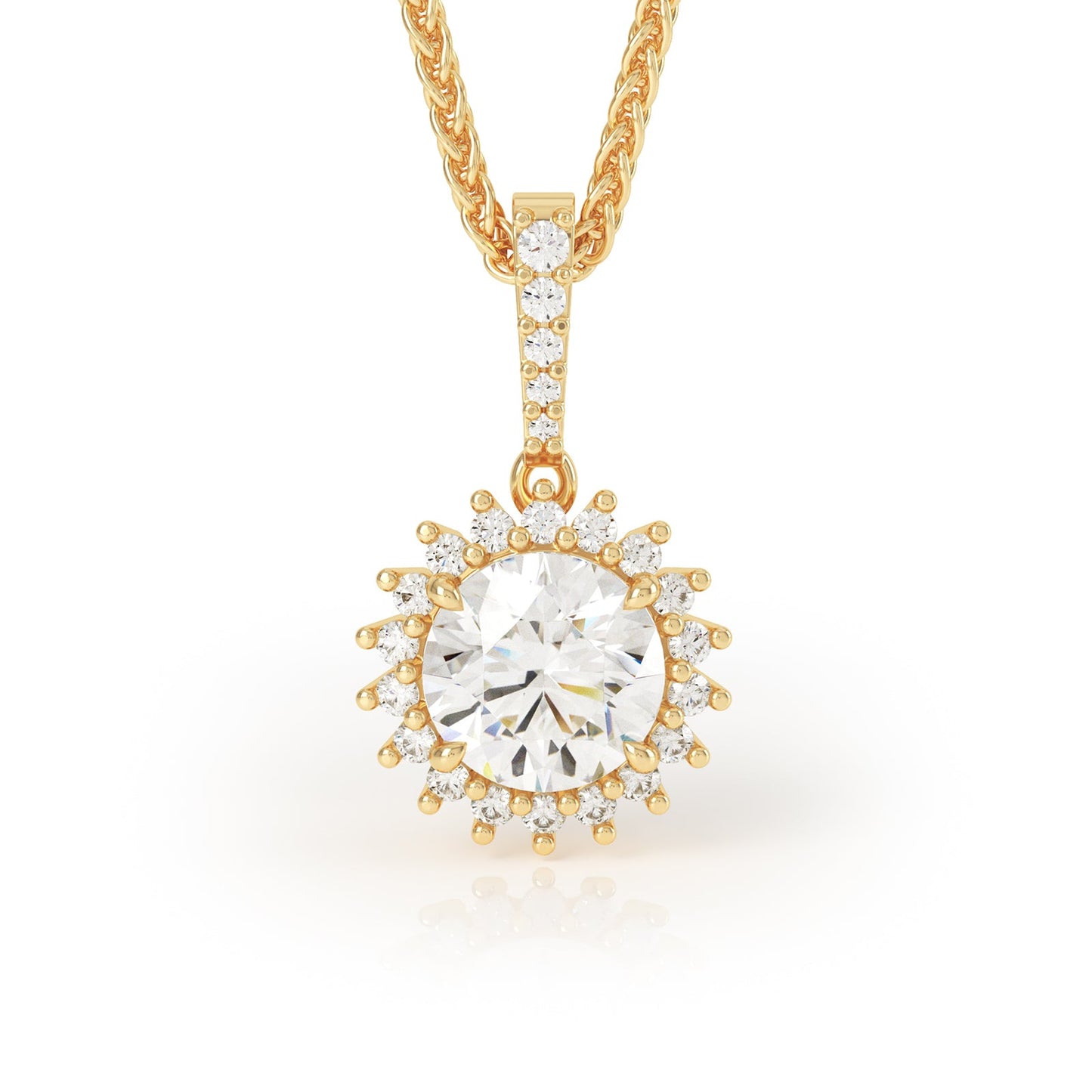 ASTERI Diamond Halo Pendant in 18k Yellow Gold