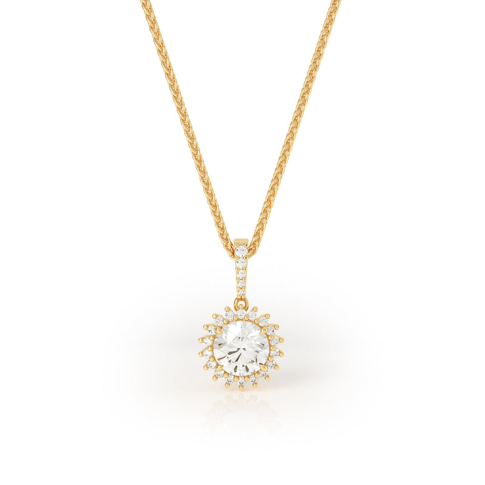 
                  
                    ASTERI 2ct lab grown Diamond Halo Pendant in 18k Yellow Gold
                  
                