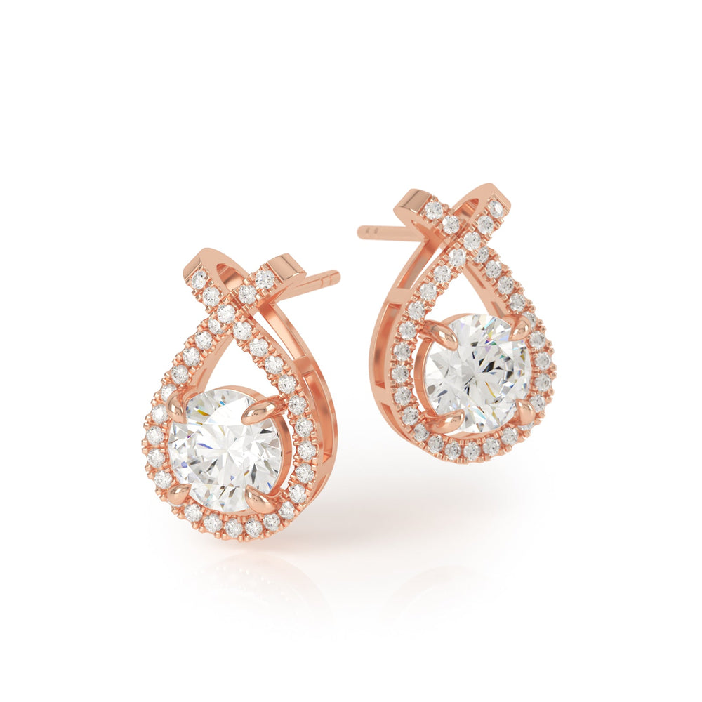 
                  
                    KARISA Ethical lab Diamond Halo Earrings in 18k Rose Gold
                  
                