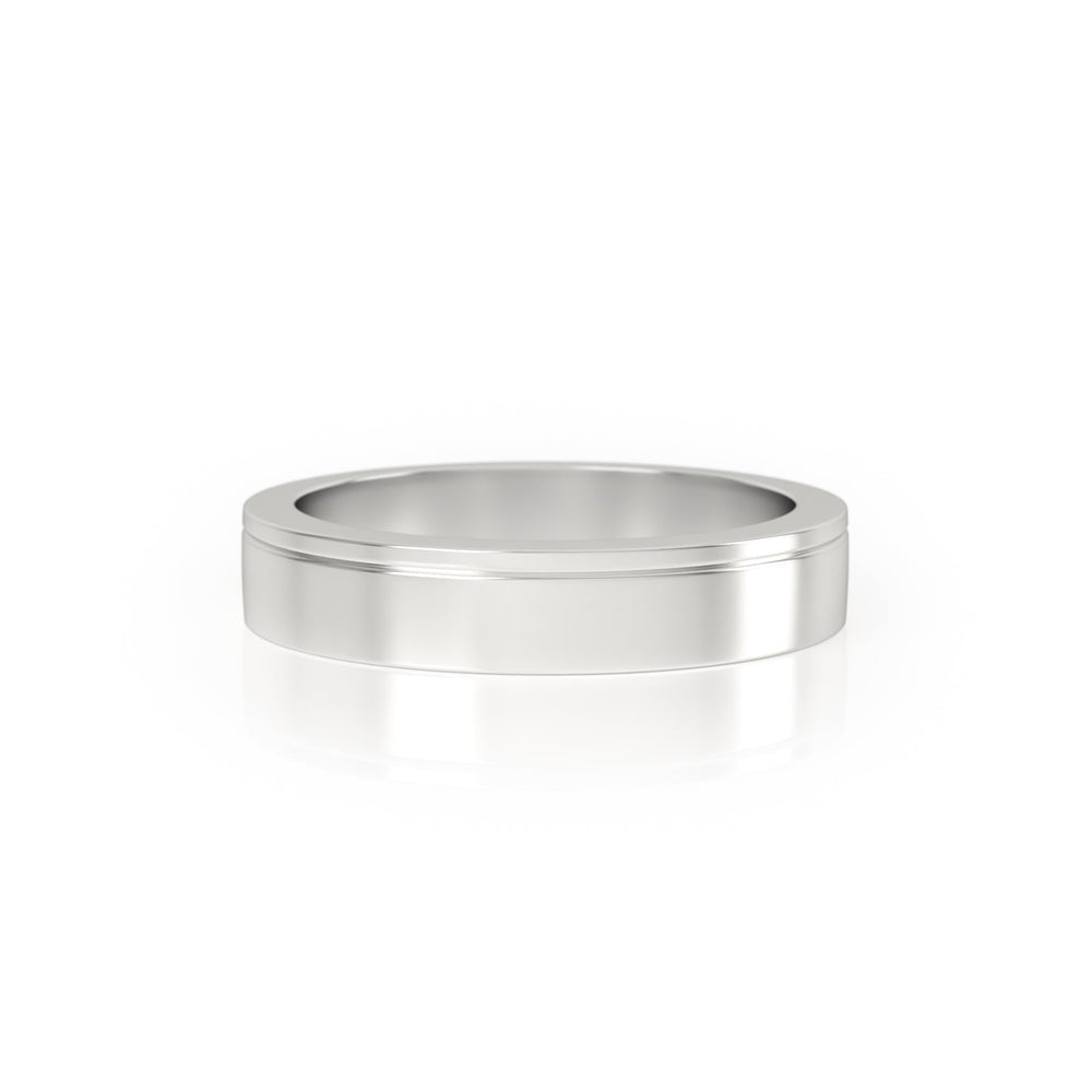 
                  
                    SYNERGI Unisex Wedding Ring in Platinum, Fine Detail Accent Line,  Wedding Band or Stacking Ring - Avila Vara
                  
                