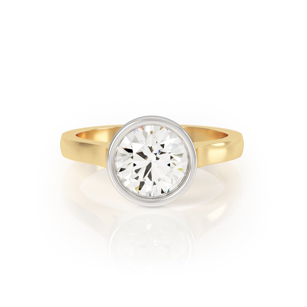 SYNERGI Created Diamond Solitaire Ring in 18k Yellow Gold