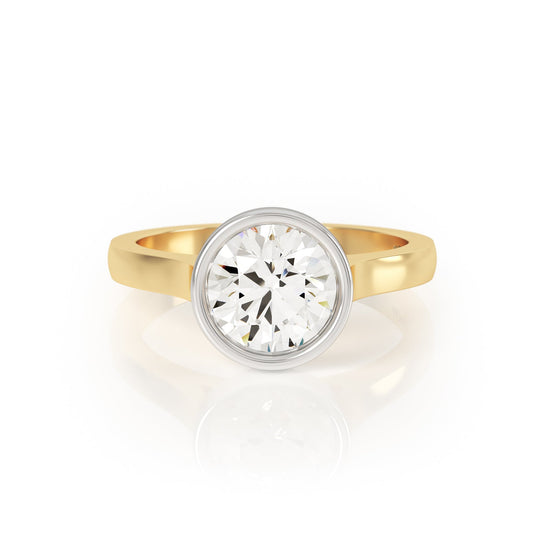 SYNERGI Created Diamond Solitaire Ring in 18k Yellow Gold