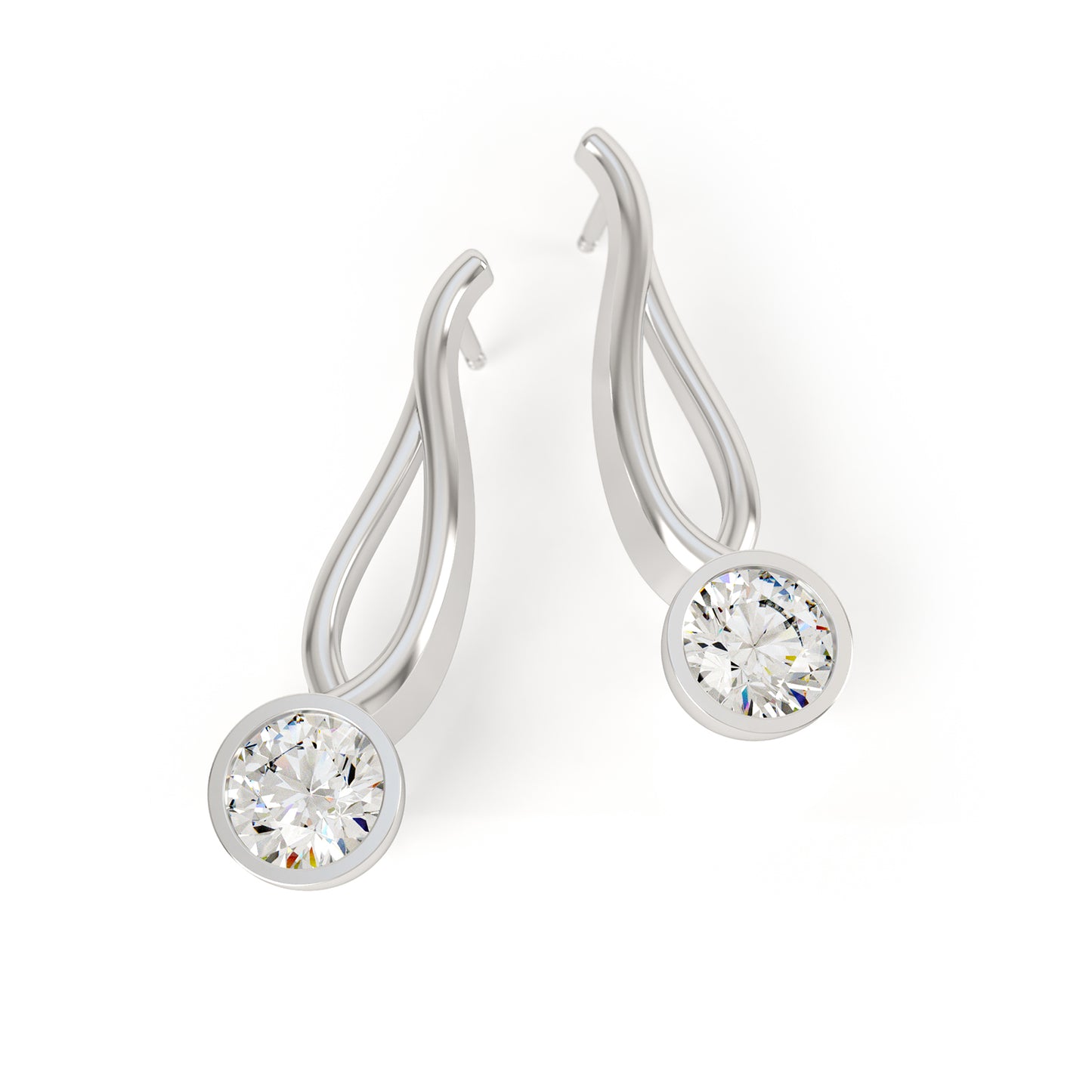 TWYN 2ct Avant Garde Designer Diamond Drop Earrings in Platinum