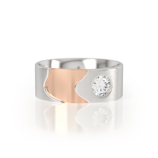 Unisex Diamond Ring in Platinum with Rose Gold - Avila Vara