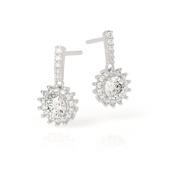 ASTERI 2.50ct halo diamond drop Earrings featuring sustainable diamonds set in Platinum - Avila Vara