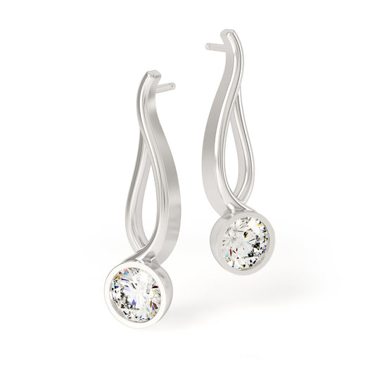 TWYN 2ct Avant-Garde Diamond Earrings in Platinum - Exclusively designed by Avila Vara