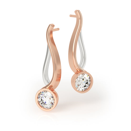TWYN Diamond Earrings in 18k Rose and White Gold