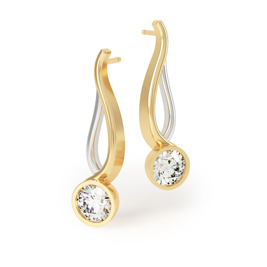 TWYN Diamond Earrings in 18k Yellow and White Gold