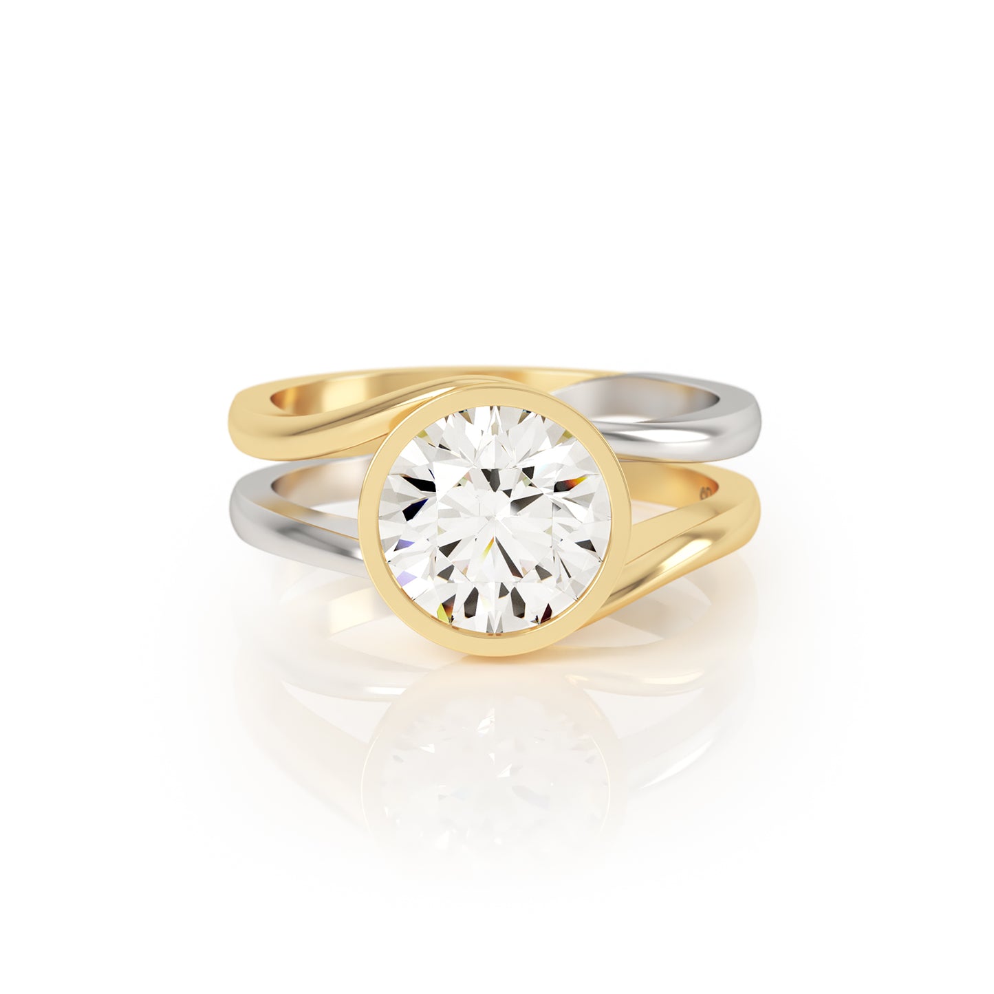 TWYN 2ct Solitaire Diamond Ring in 18k Yellow and White Gold